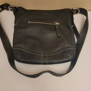 Coach Womens Black Leather Zip Buckle F10938 Shoulder Bag Purse